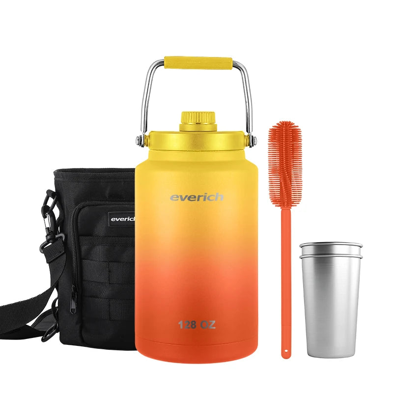 64oz 128oz Double Wall Vacuum Insulated Growler Stainless Steel Wide Mouth Sports Hot Cold Water Bottle - Image 4