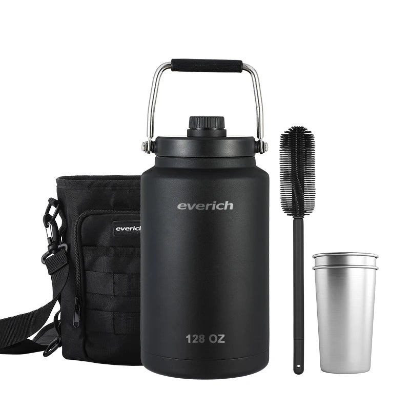 64oz 128oz Double Wall Vacuum Insulated Growler Stainless Steel Wide Mouth Sports Hot Cold Water Bottle - Image 3