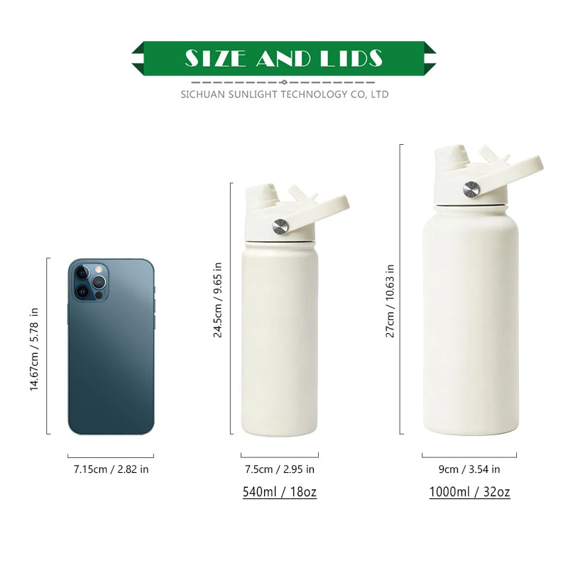 Eco Friendly Drink Bottle Insulated Water Bottle 1000ml Metal Waterbottle Stainless Steel Water Bottle With Straw - Image 4