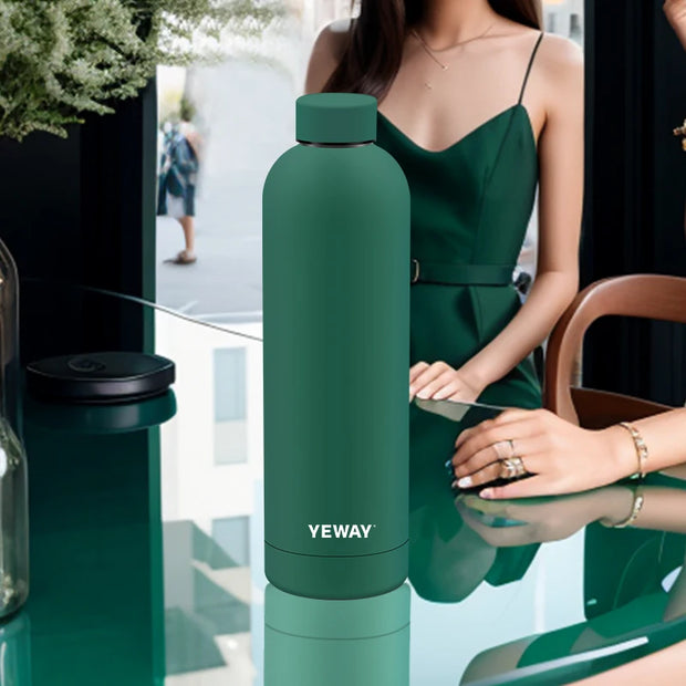 Double Wall Thermo Flask 500ml Stainless Steel Black Green Eco-Friendly Outdoor Small Mouth Water Bottle 12-24 Hours