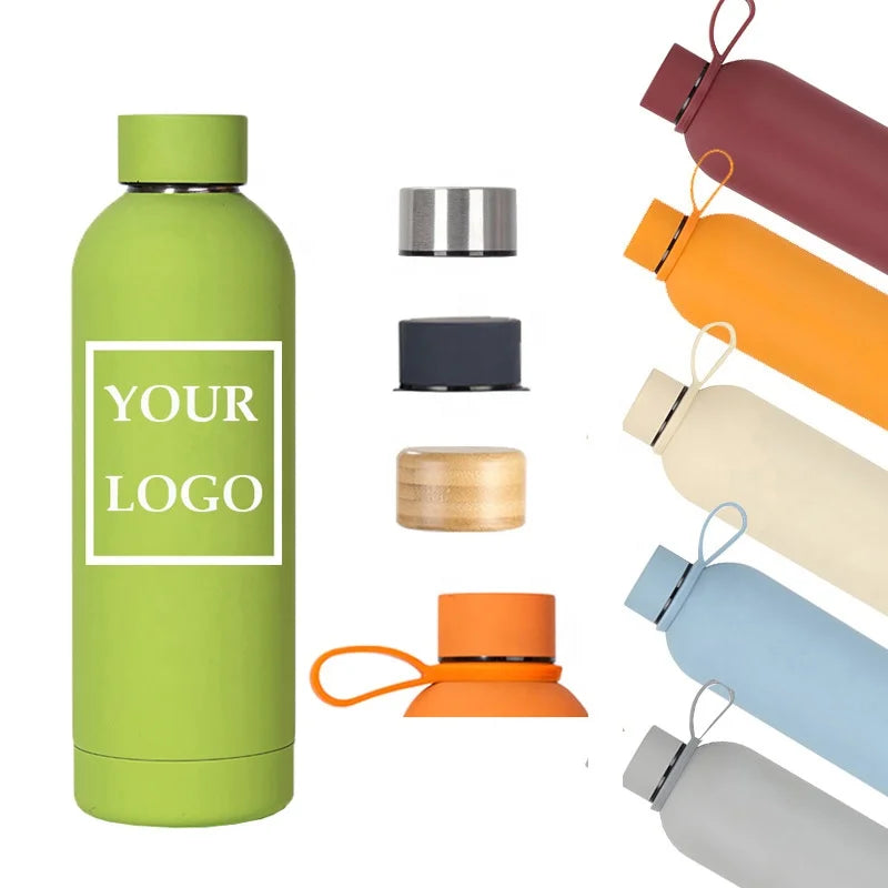 Print 350ml 500ml 750ml 1000ml Double Wall Insulated Thermal Bottle Soft Rubber Paint Stainless Steel Water Bottles - Image 3