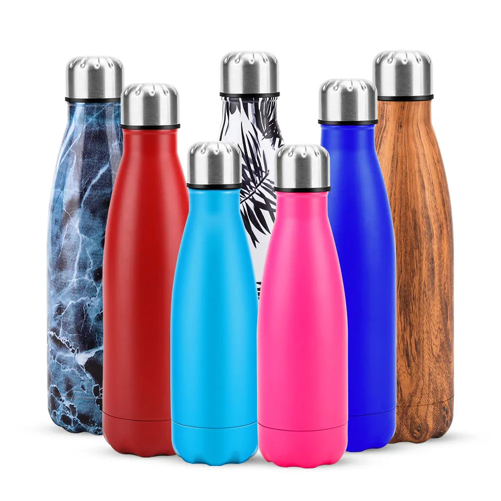 Unique 500ml Double Wall Insulated Stainless Steel Water Bottles with Lid Water Bottle - Image 2
