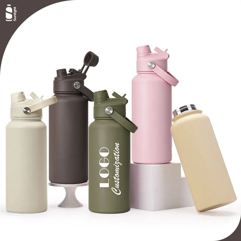Eco Friendly Drink Bottle Insulated Water Bottle 1000ml Metal Waterbottle Stainless Steel Water Bottle With Straw
