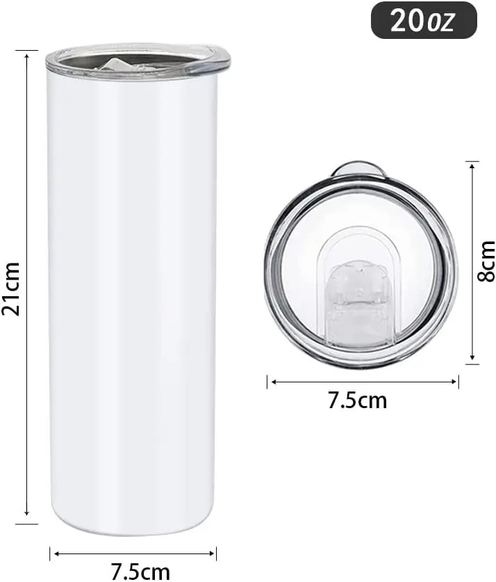 Metal Mugs Water Bottle 20 Oz Sublimation Blanks Tumblers Skinny Straight Double Wall Coffee Cups Drinkware Stainless Steel 2pcs - Image 2
