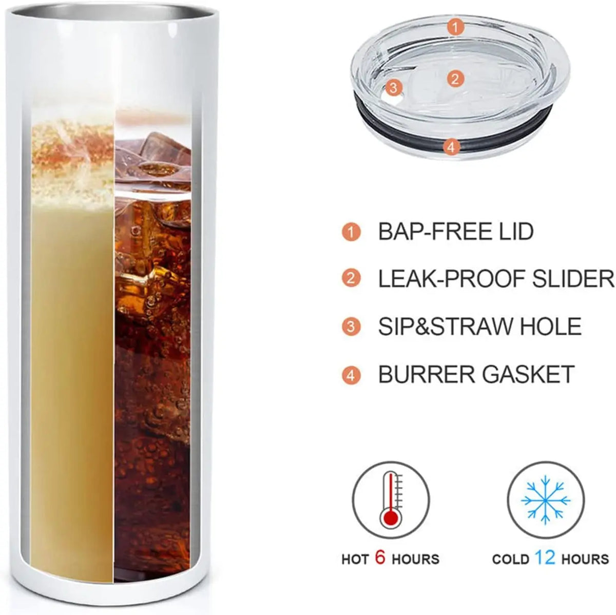 Metal Mugs Water Bottle 20 Oz Sublimation Blanks Tumblers Skinny Straight Double Wall Coffee Cups Drinkware Stainless Steel 2pcs - Image 5