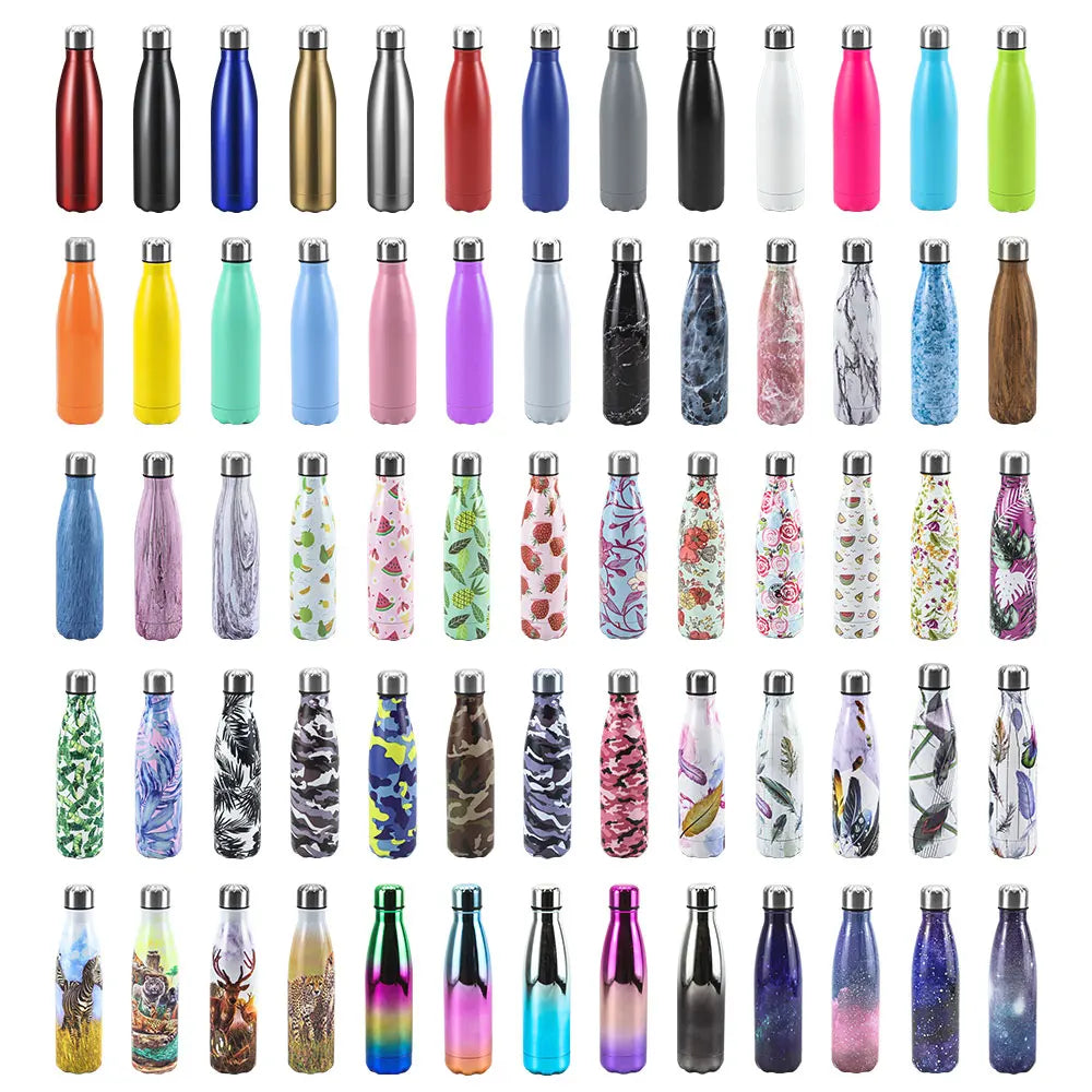 Unique 500ml Double Wall Insulated Stainless Steel Water Bottles with Lid Water Bottle