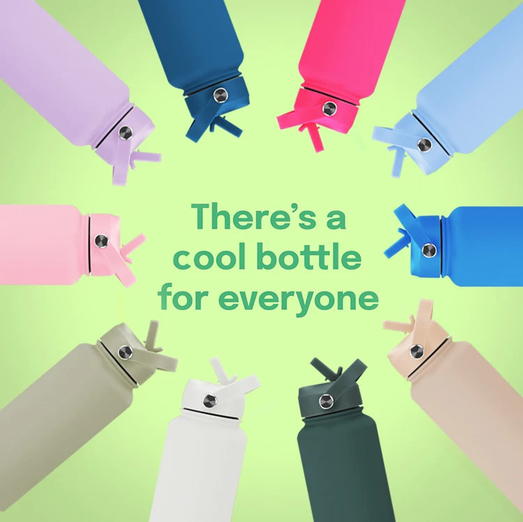 32oz/1000ml Wide Mouth Double Wall Sports Travel Vacuum Insulated Stainless Steel Water Bottle with Straw Lid - Image 2
